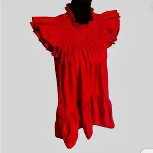 EUC Red Ruffled Dress Sz S By Love The Label